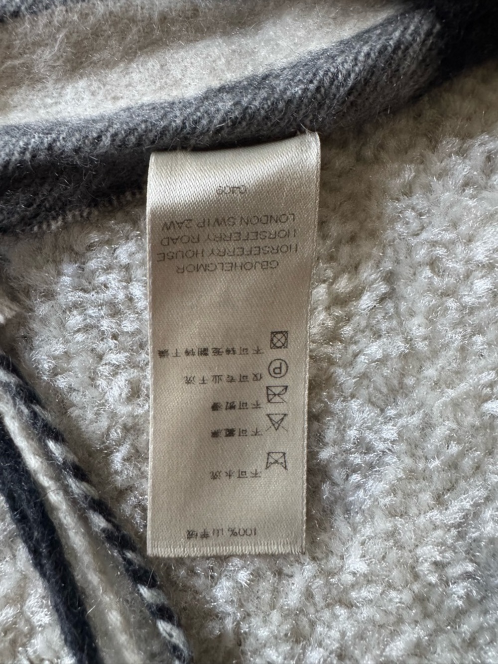 Burberry Classic Check Fringe Scarf in Beige, Black & Red - Picture 5 of 10